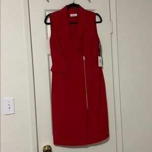 Red Calvin Klein Knee Length Dress